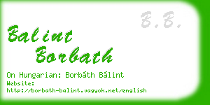 balint borbath business card