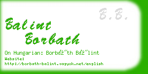 balint borbath business card